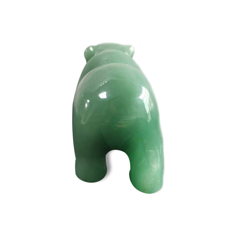 Hot Sell Animal Carved Figurine Jade Have Fish Statue Crystal Green Aventurine Bear