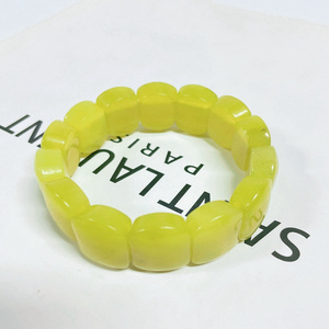 Wholesale Carved Rectangle Oval Natural Lemon Jade Beads Bracelet & Bangles Jewelry For Women