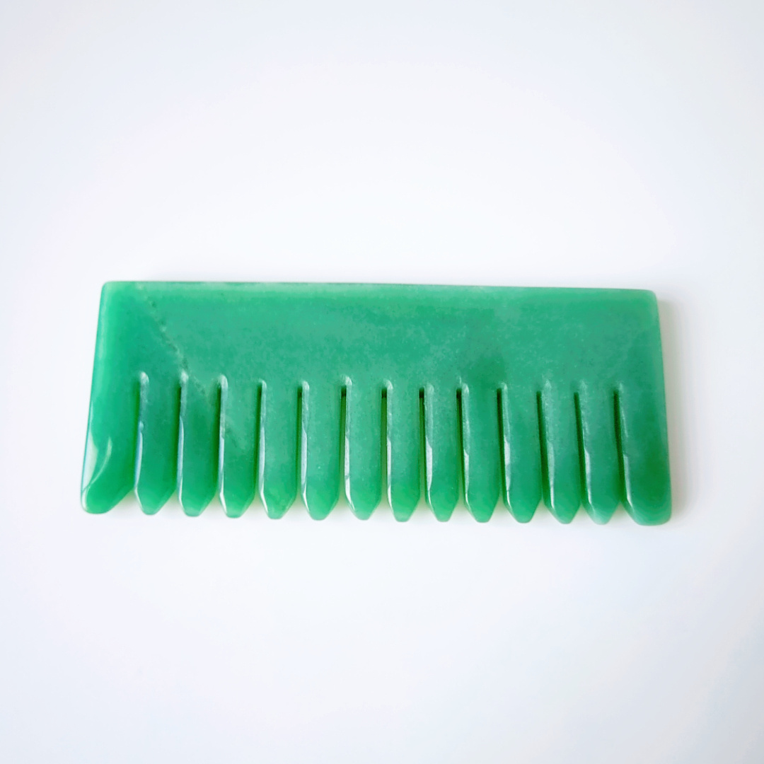 Hot Sale Head Shaving Massage Tool Green Aventurine Comb Jade Stone Massager Comb