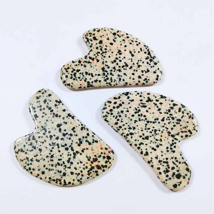 HY Wholesale Best Dalmation jasper Real Jade Gua Sha Crystal Face Roller Massage Guasha Stone Face Roller Massager