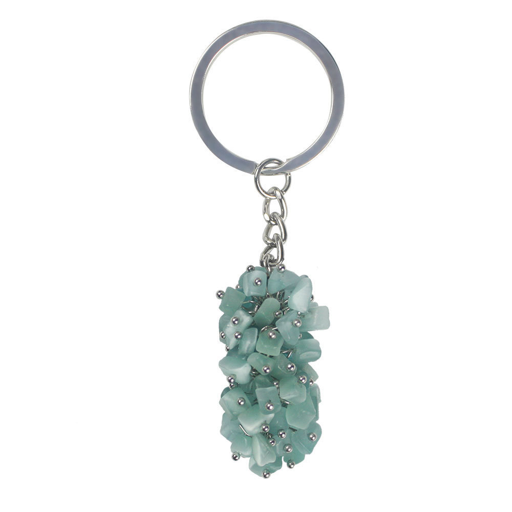 DIY Cheap Crystal Crushed Stone Energy Keychain Green opal Grape Shaped loose gemstone pendant for making pendant