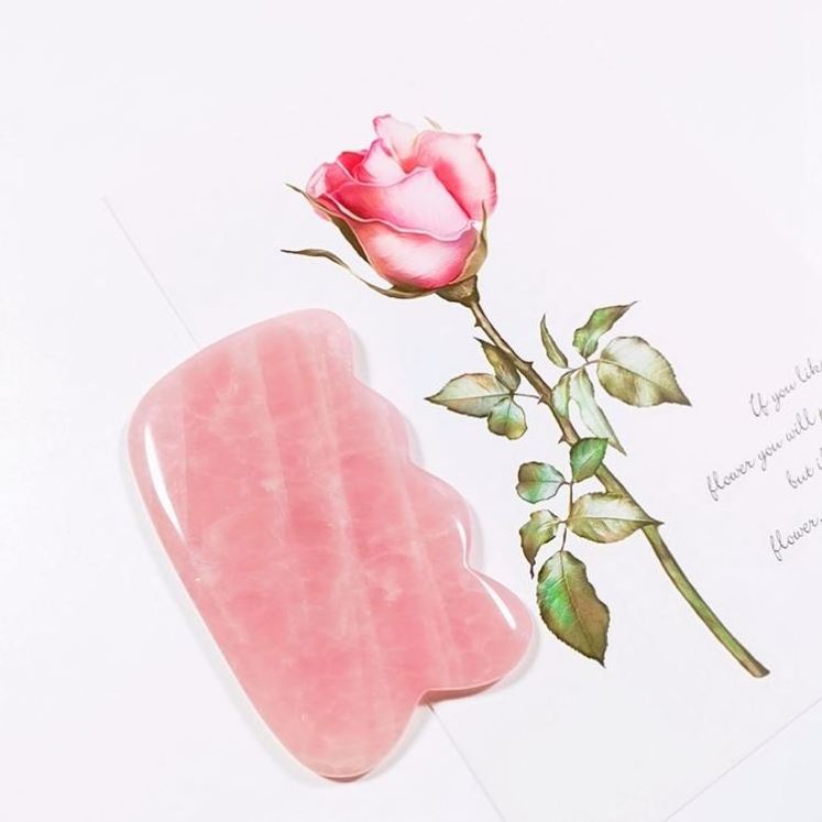 HY New Natural Crystal Rose Quartz Stone Body Massage Tool Jade Gua Sha Rose Quartz Guasha Stone