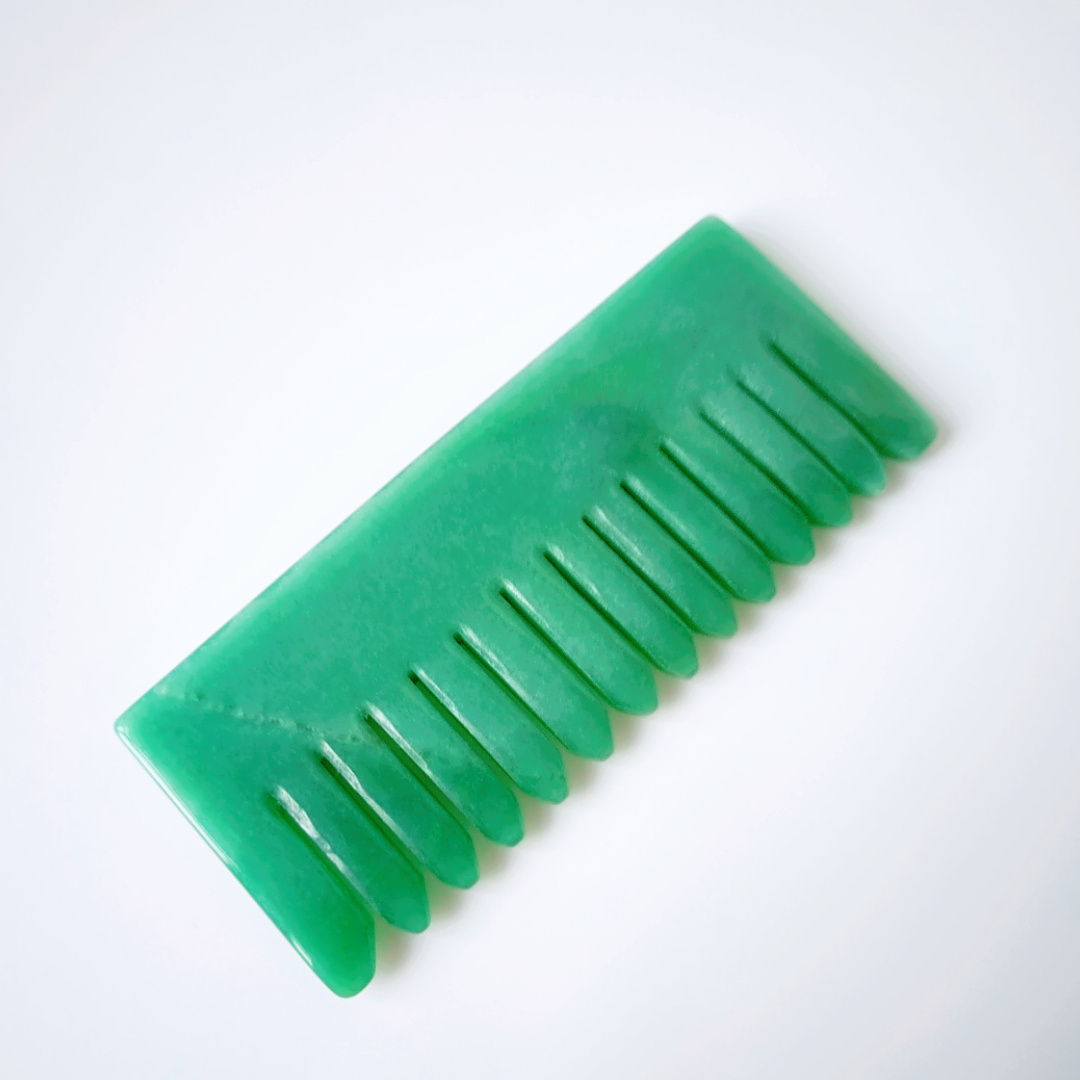 Hot Sale Head Shaving Massage Tool Green Aventurine Comb Jade Stone Massager Comb