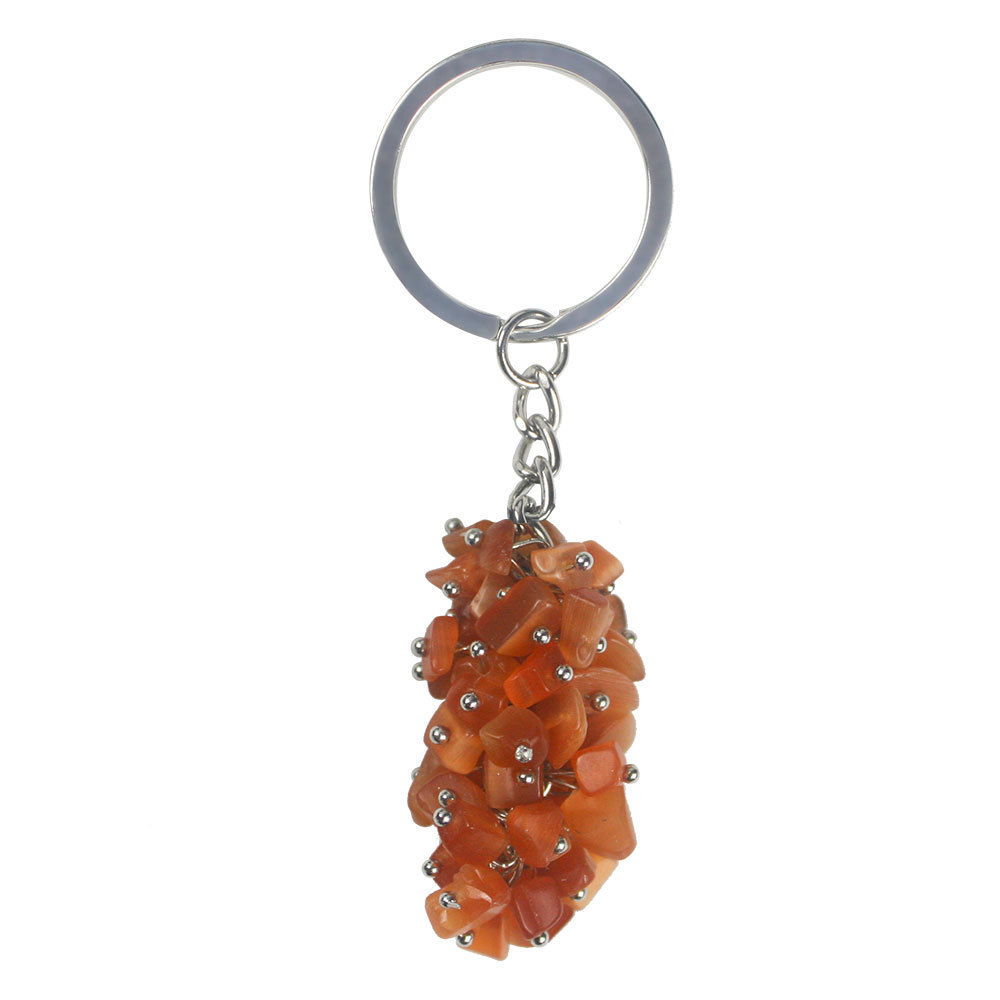 DIY Cheap Crystal Crushed Stone Energy Keychain Green opal Grape Shaped loose gemstone pendant for making pendant