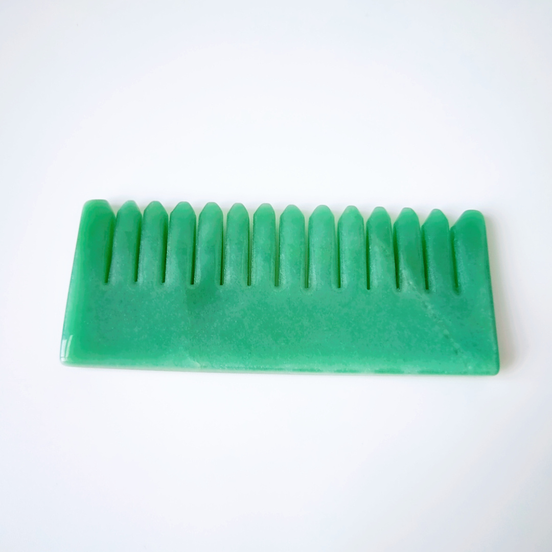 Hot Sale Head Shaving Massage Tool Green Aventurine Comb Jade Stone Massager Comb