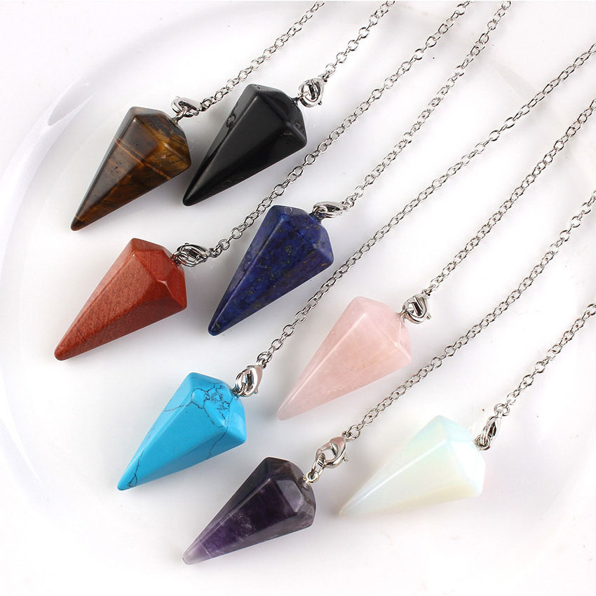 Stones and crystals 100% Reliable Natural Crystal Chakra Pendulum Gemstones Pendulums Healing Crystal Stones for wedding decoration and gifts