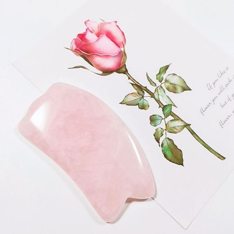 HY New Natural Crystal Rose Quartz Stone Body Massage Tool Jade Gua Sha Rose Quartz Guasha Stone