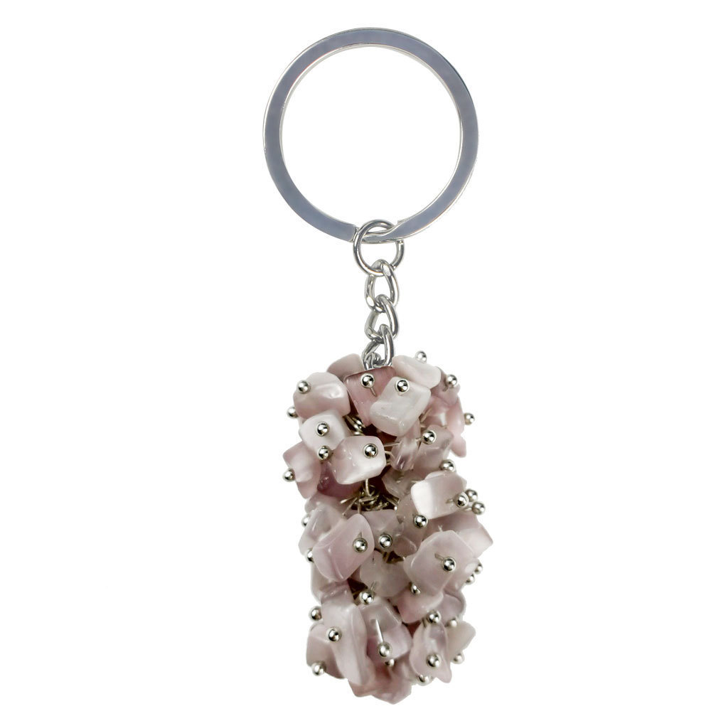 Crafts Gems Best Price Crystal Keychain Crushed Stone Energy Keychain Grey Opal Grape Shaped Pendant for girl gifrts