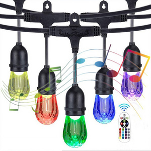 JAIYI 120V S14 E26 Bases Festoon LED Color changing RGB Dimmable String Light with Remote Controlled