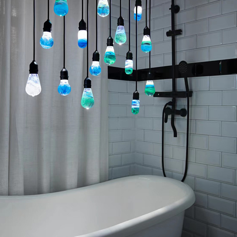 JAIYI Creative Transparent Resin Transparent Aesthetic Blue LED Bulb for Bathroom, Restaurant, Cafe Decoration