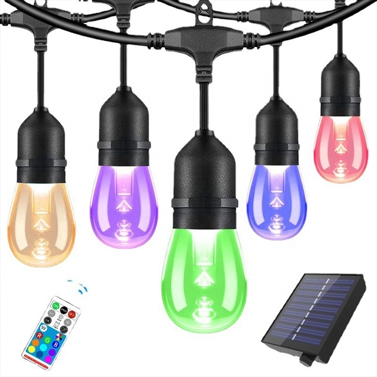 Smart Solar S14 string lights App Smart  Remote Control RGB Led String Light for Backyard Garden Bistro