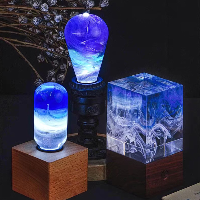 JAIYI Creative Transparent Resin Transparent Aesthetic Blue LED Bulb for Bathroom, Restaurant, Cafe Decoration