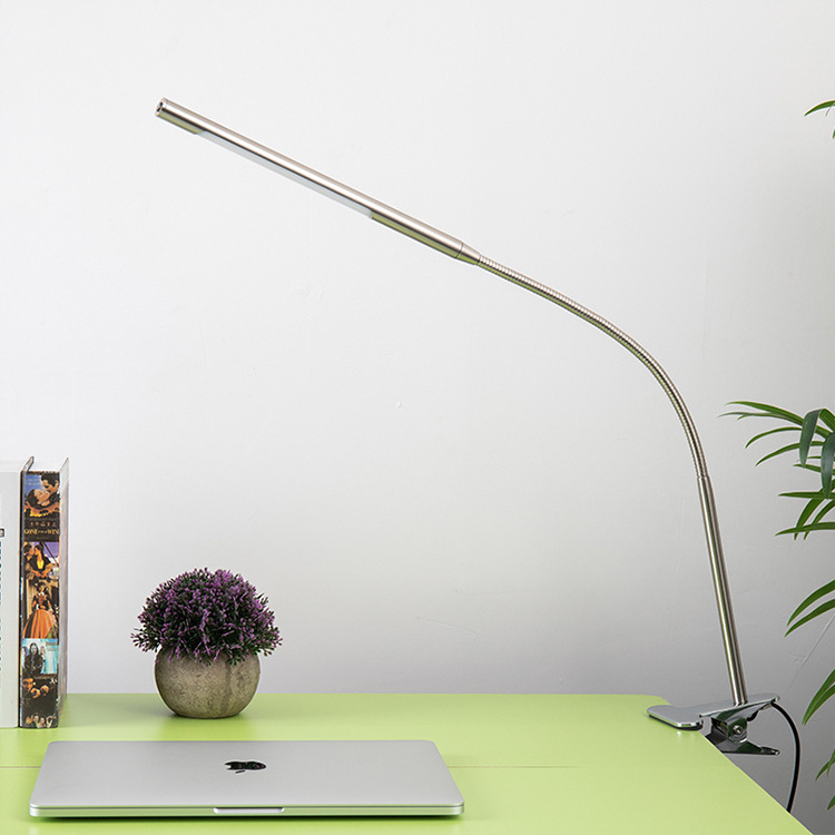 JAIYI Long Flexible Gooseneck Adjustable 5-Level Brightness Eye-Caring Metal Led Desk Lamp With Clamp Architect Swing Arm