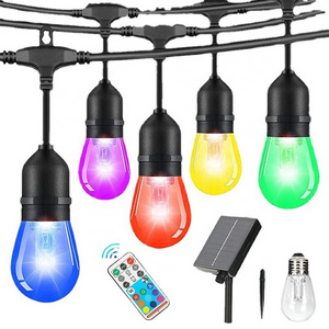 Smart Solar S14 string lights App Smart  Remote Control RGB Led String Light for Backyard Garden Bistro