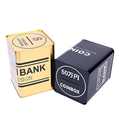 Square Coin Can Tin Piggy Bank Multicolor JBL Round Tin Money Box with Handle Kids CMYK 4 Color Offset Printing Custom Color