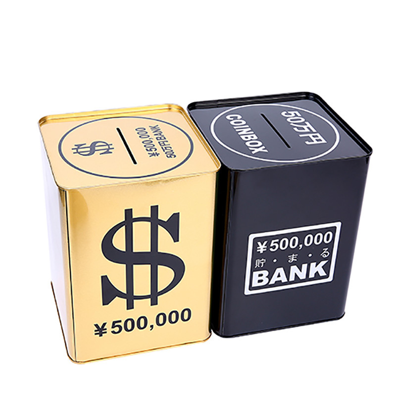 Square Coin Can Tin Piggy Bank Multicolor JBL Round Tin Money Box with Handle Kids CMYK 4 Color Offset Printing Custom Color