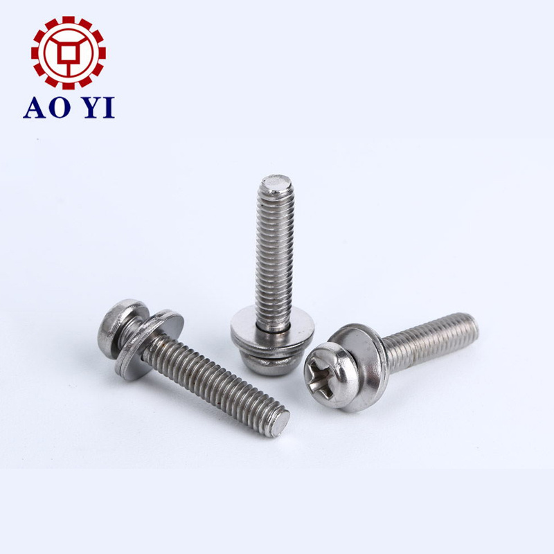 Cheap standard cross recessed hexagon head bolt spring washer combination screw fastener manufacturers support customization