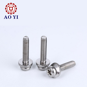 Cheap standard cross recessed hexagon head bolt spring washer combination screw fastener manufacturers support customization