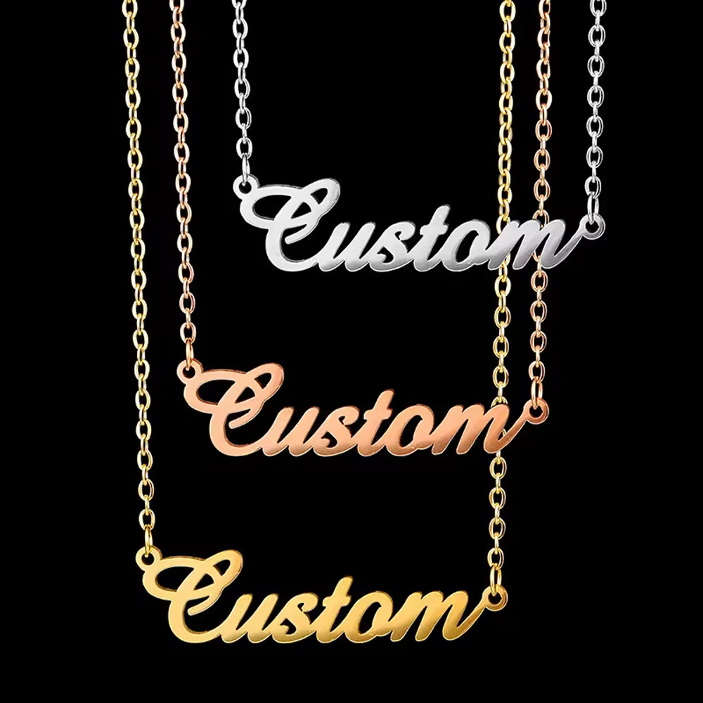 New Trendy Jewelry Chain Personalised Name Initial Letter Tarnish Free Stainless Steel 18K Gold Necklace