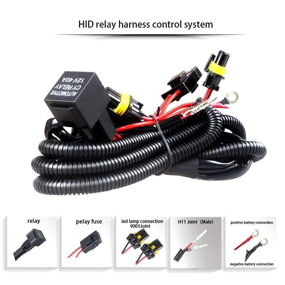 wire harness manufacturing LED headlight H7 H8 H11 relay fuse wiring harness Kit for for automobile motorcycle