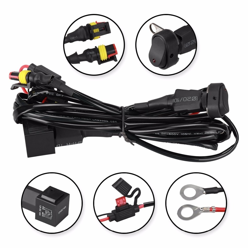 wire harness manufacturing LED headlight H7 H8 H11 relay fuse wiring harness Kit for for automobile motorcycle