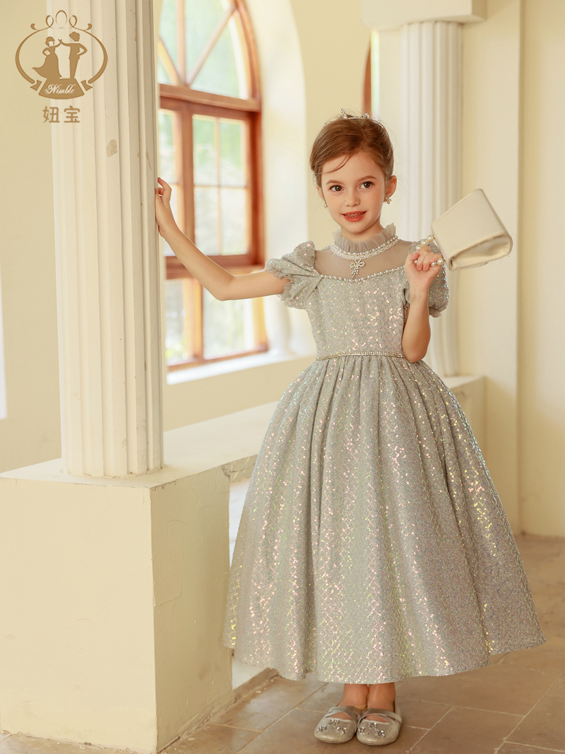 NIMBLE Wholesales Kids Wedding Event Ball Gown Fancy Princess Frock Beautiful Long Girl Party Dress