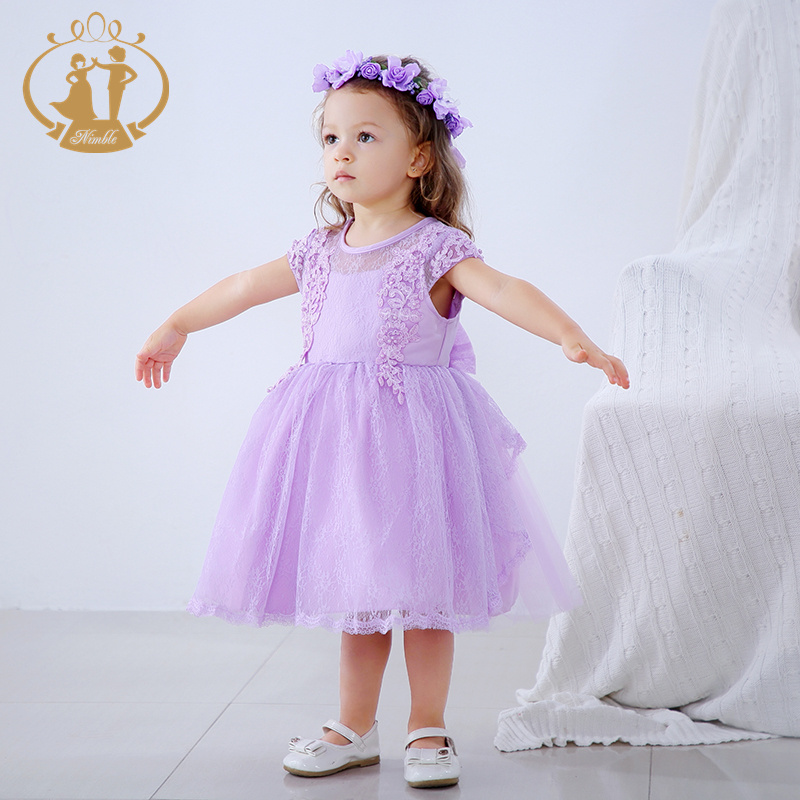 Nimble Summer Baby Girls First Birthday Princess Dress Lace Tulle Layer Dress Back With Big Bow Child Dress