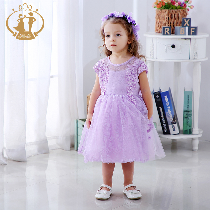 Nimble Summer Baby Girls First Birthday Princess Dress Lace Tulle Layer Dress Back With Big Bow Child Dress