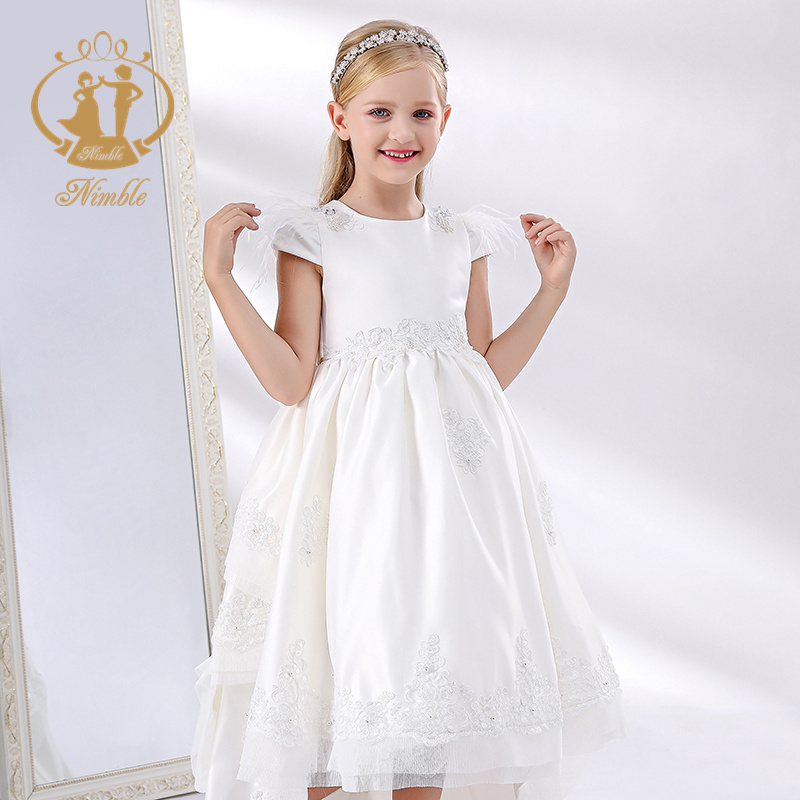 Nimble Summer Smocked Children Clothing Wholesale High Quality 4-12 Years Girls Kids Party Communion Dresses