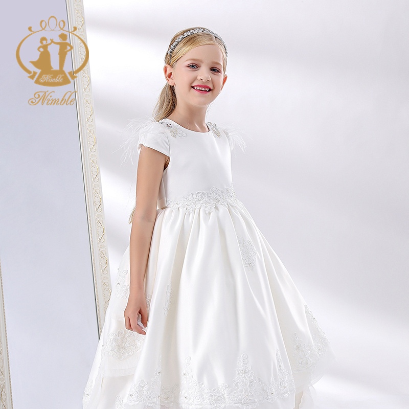 Nimble Summer Smocked Children Clothing Wholesale High Quality 4-12 Years Girls Kids Party Communion Dresses