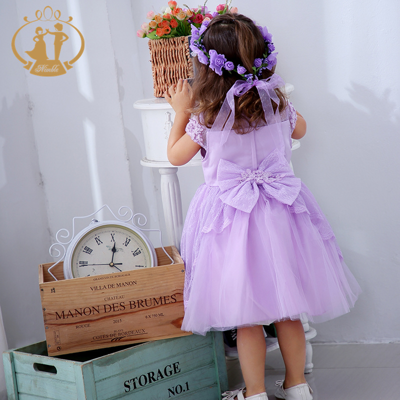 Nimble Summer Baby Girls First Birthday Princess Dress Lace Tulle Layer Dress Back With Big Bow Child Dress