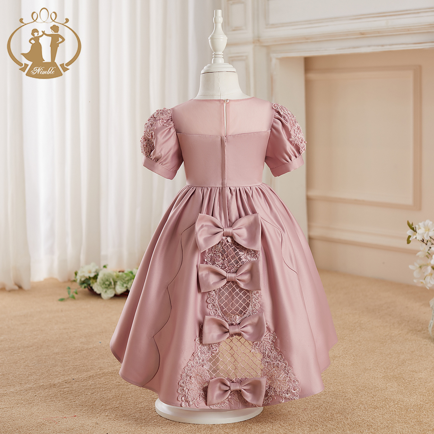 NIMBLE Wholesales Kids Wedding Event Ball Gown Fancy Princess Frock Beautiful Long Girl Party Dress