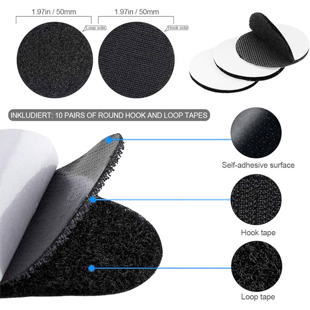 JieHuan  custom 100%nylon eco-friendly circular Velcroes patch adhesive fastener die cut hook and loop sticky dots for  toys