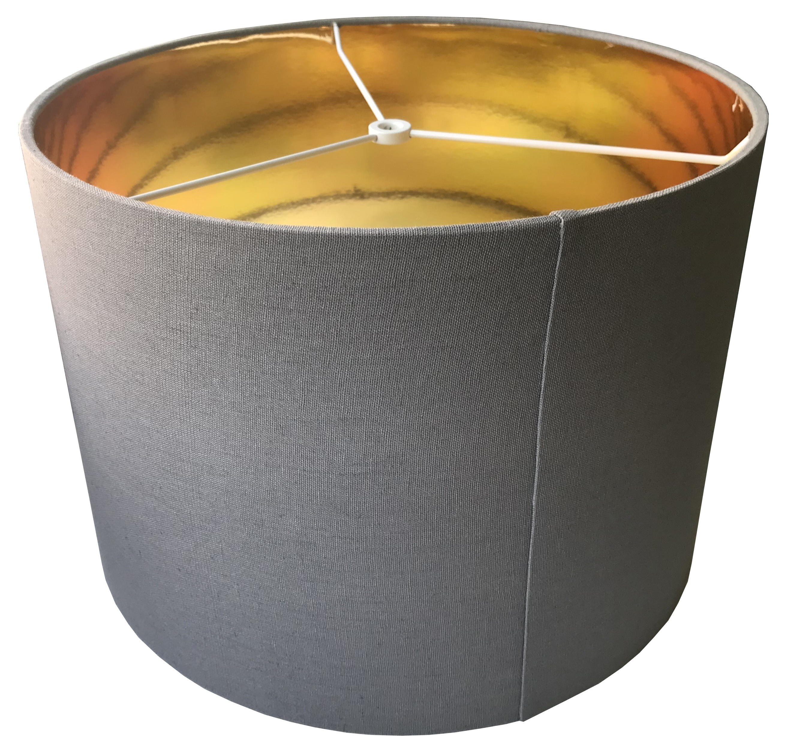 Contemporary Drum Designer Modern Fabric  Copper Ceiling Light Shade