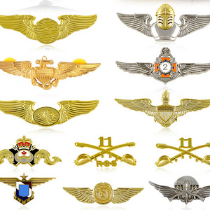 Professional Airline Wings Badge Metal Emblem Lapel Pin Silver Gold Wing Badge