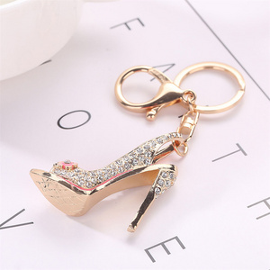 Wholesale Creative Metal Keyring Rhinestones High Heel Shoe Key Chain Keychain For Woman