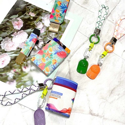 Colorful Key Chain Multifunctional Fabric Lanyard Wristlet Strap Keychain Lipstick Cards Cash Holder  Keychain For Key