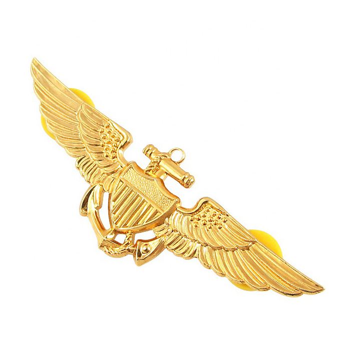 Professional Airline Wings Badge Metal Emblem Lapel Pin Silver Gold Wing Badge