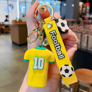 Promotion Custom Souvenir Gift Sport Football Key Chain Rubber Soft Pvc Keychain Soccer Jersey Keychain