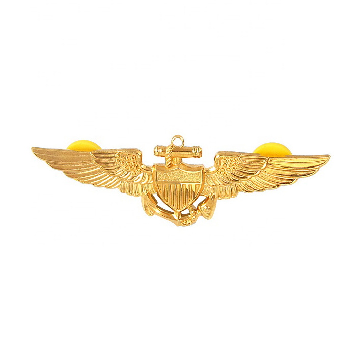 Professional Airline Wings Badge Metal Emblem Lapel Pin Silver Gold Wing Badge