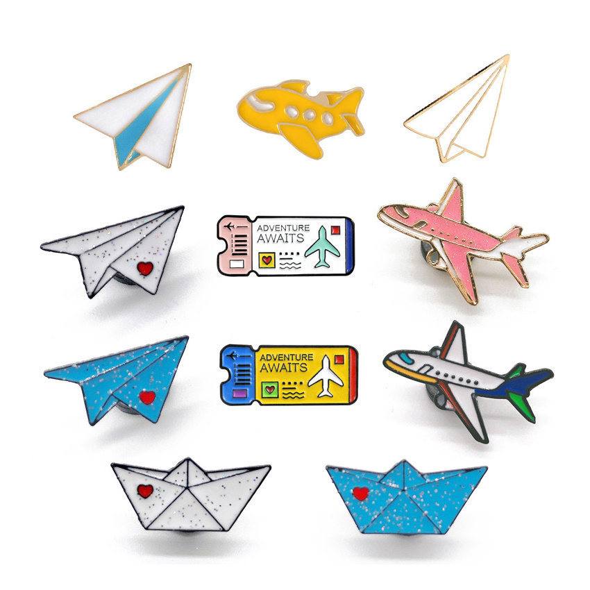 Cheap Custom Metal Badge Plane Enamel Hat Pins Brooch Enamel Lapel Pin