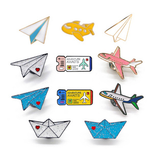 Cheap Custom Metal Badge Plane Enamel Hat Pins Brooch Enamel Lapel Pin