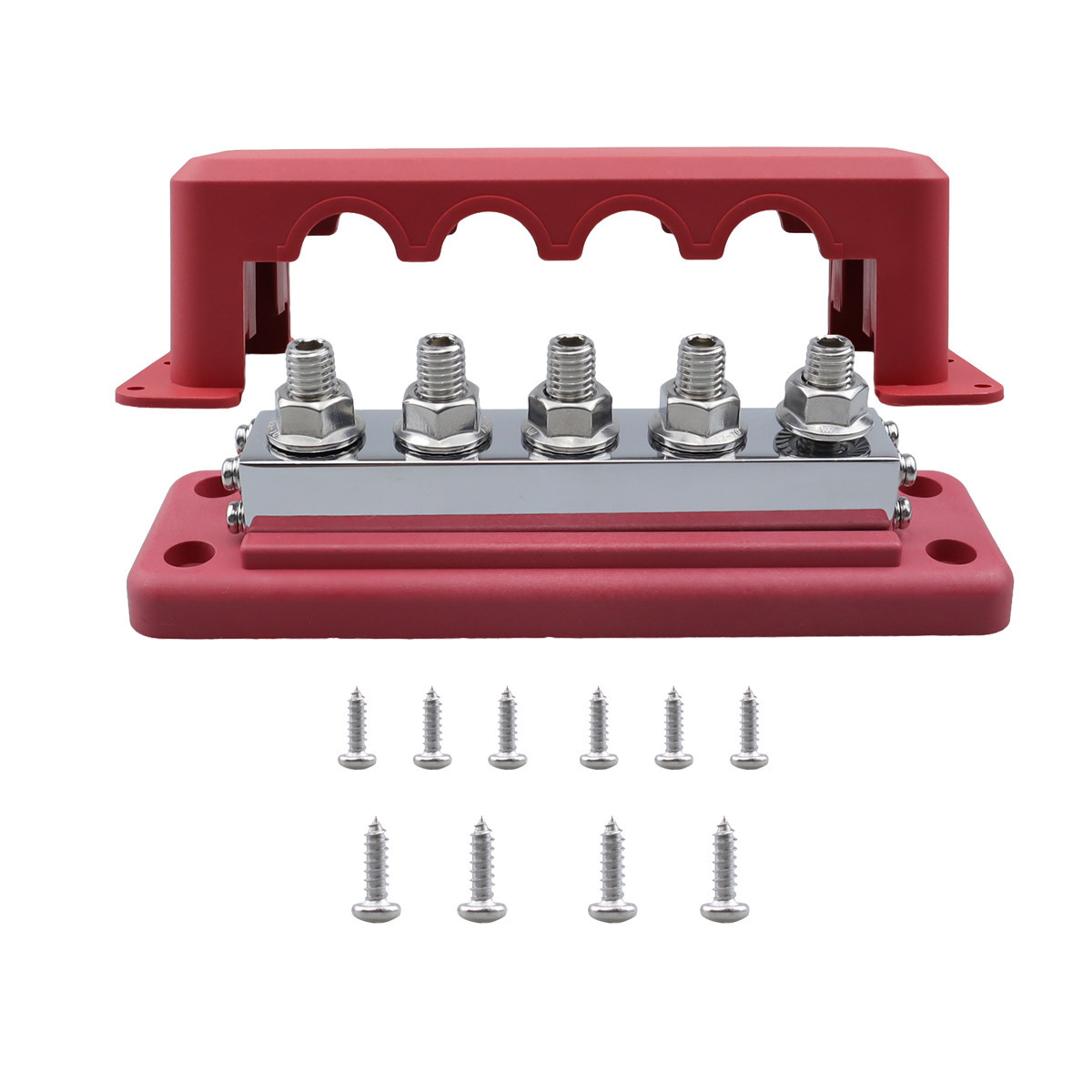 Max 600A High Amp Heavy Duty Bolt DC Copper Distribution Block 48V DC Busbar Terminal Studs for Battery Marine