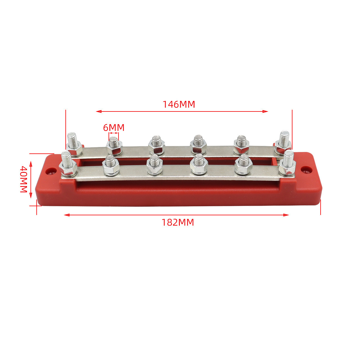 10 Way Bus Bar Terminal Block Marine Electric Busbar Double Wiring Block 48V 150AMP Bus Copper Bar Wiring Terminals