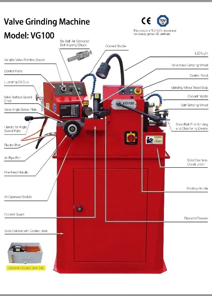 Ce Certified Automotive Engine Overhauling Valve Grinding Machine Vg100/ Vg100A With Tools Cabinet