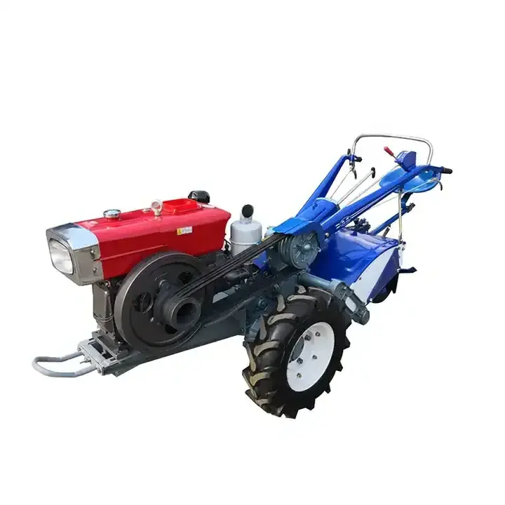 Agricultural Two Wheel Rotary Motor Equipment Wet Paddy Hand Walking Farm Tractor With Plow Diesel Tiller Cultivator