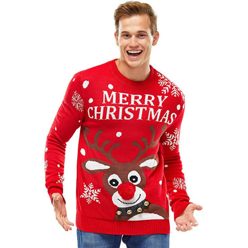 sweater manufacturer custom ugly christmas sweater jumpers crew neck  unisex jacquard ugly christmas sweaters for adults