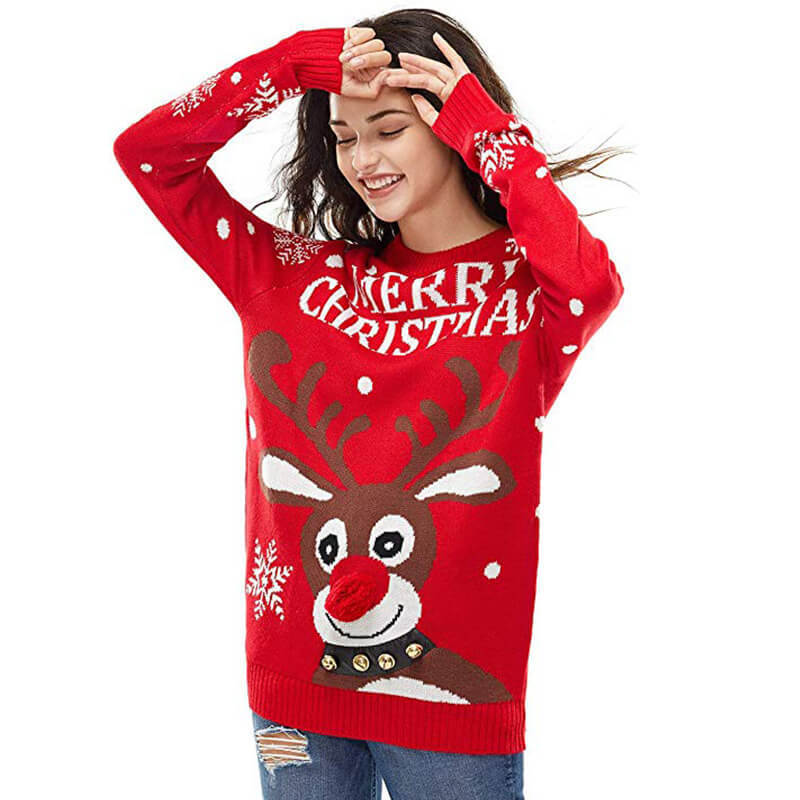 sweater manufacturer custom ugly christmas sweater jumpers crew neck  unisex jacquard ugly christmas sweaters for adults