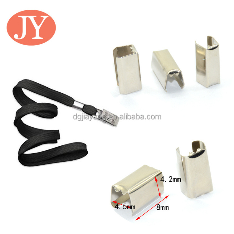 stainless steel flat end metal clip crimp aglet metal fasten crimp head  clips for hoodies shoelace