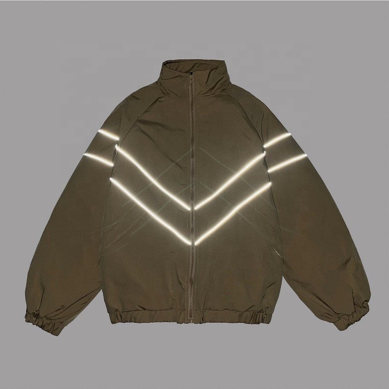 Customize Logo Print Reflective Windbreaker Jacket Fashion Street Wear Polyester Outwear Men's Jackets